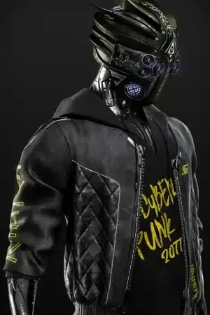 Cyberpunk 2077 Cyborg Black Leather Jacket