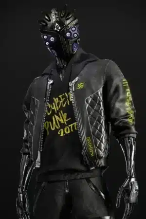 Cyberpunk 2077 Cyborg Black Leather Jacket
